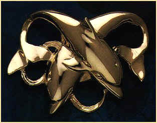 14K gold dolphin or porpoise omega slider