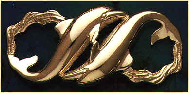 14K gold dolphin or porpoise omega slider