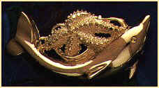 14K gold dolphin and starfish omega slider