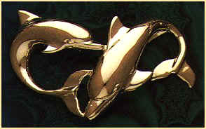 14K gold dolphin or porpoise omega slider