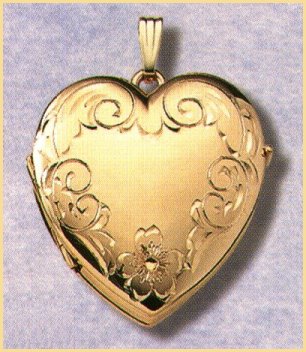 14K gold heart family locket for four photos