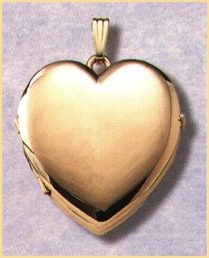 14K gold high polish heart family locket