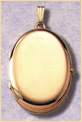 14K gold highly polished oval family locket