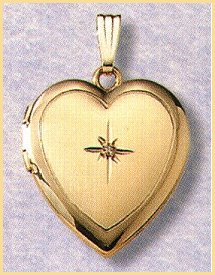 14K gold heart locket with genuine one point diamond