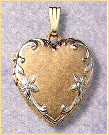 14K white gold and yellow gold heart locket