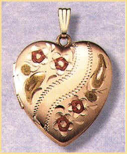 14K yellow gold heart locket with Black Hills gold accents