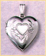 14K white gold heart locket