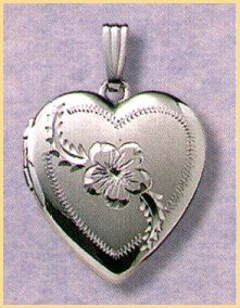 14K white gold heart locket