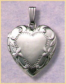 14K white gold heart locket