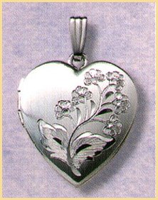 14K white gold heart locket