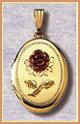 14K gold oval locket with Black Hills gold 3D rose